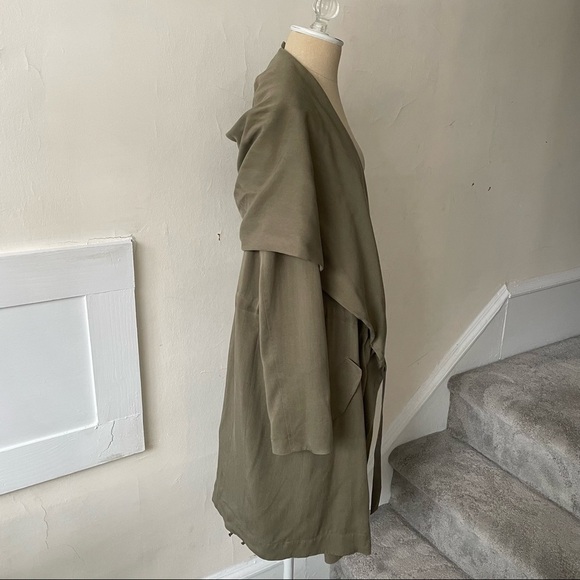 AllSaints Dark Sage Green Gray Lyocell Cupro Hooded Multi Wear Pelya Parka EUC 8 - Picture 6 of 12